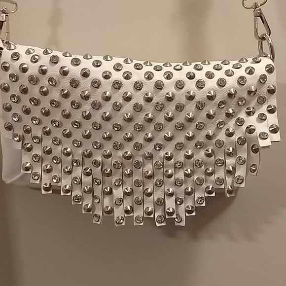 White cross body with diamond and gold studs - Picture 2 of 4